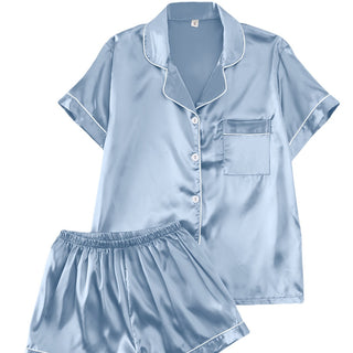 Short-Sleeve Pajama Set, Breathable And Cool Loungewear For Women, European And American Style Short-Sleeve Long Pants